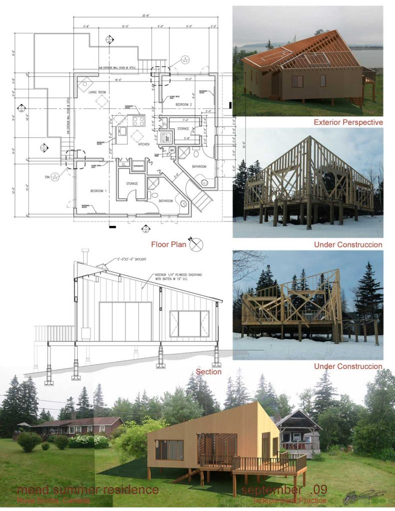 Architectural drawings and renderings of a home designed by Edgar Garcia Chavez