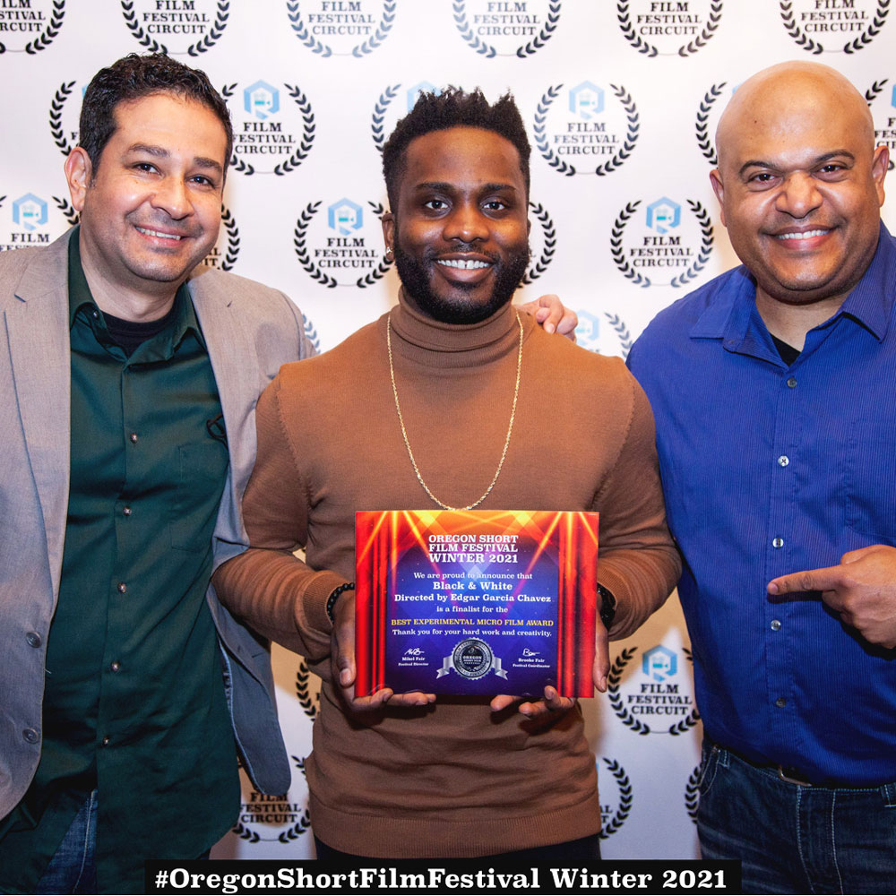 Oregon Short Film Festival, Director Edgar Garcia Chavez with actor Bryson Black
