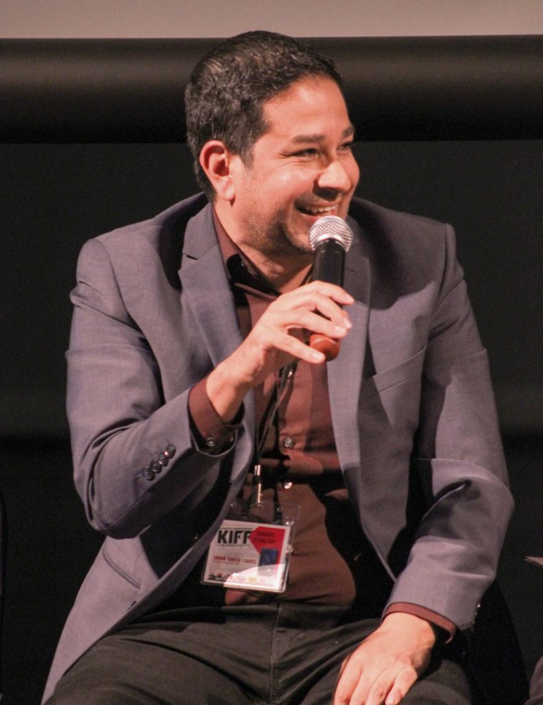 Director Edgar Garcia Chavez answers questions at the Klamath Film Festival Awards